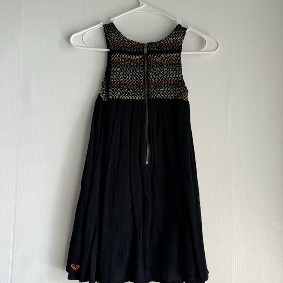 Roxy Black Shirred Dress Multicolored Stitching - Picture 7 of 8